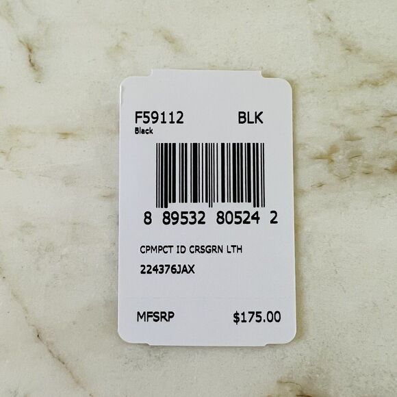 COACH Compact ID Cross Black Crossgrain Leather Bi-Fold Wallet - Picture 8 of 8